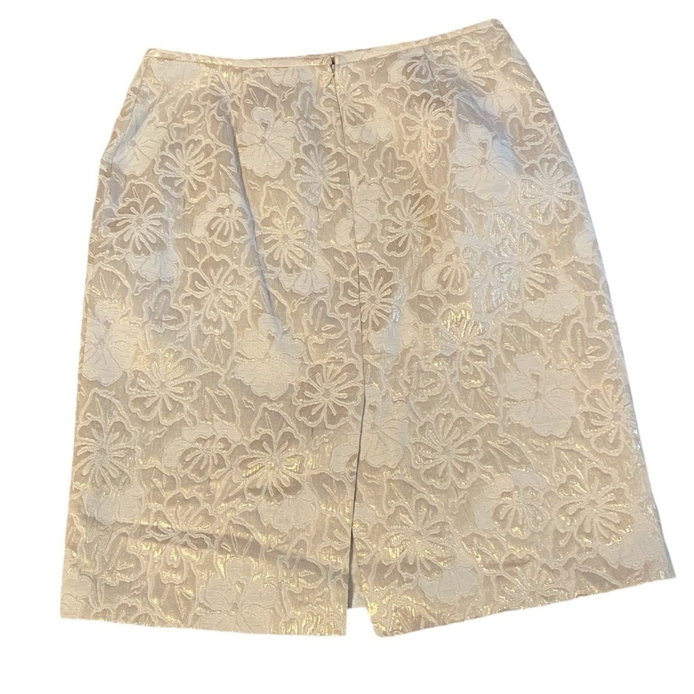 Chetta B Off-White Floral Patterned Pencil Skirt Size 10 - Picture 2 of 4